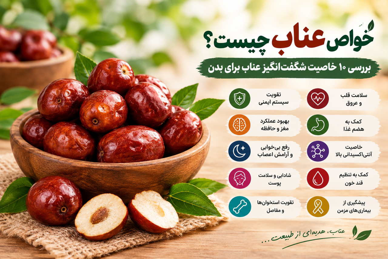 خواص عناب چیست؟ بررسی ۱۰ خاصیت شگفت‌انگیز عناب برای بدن